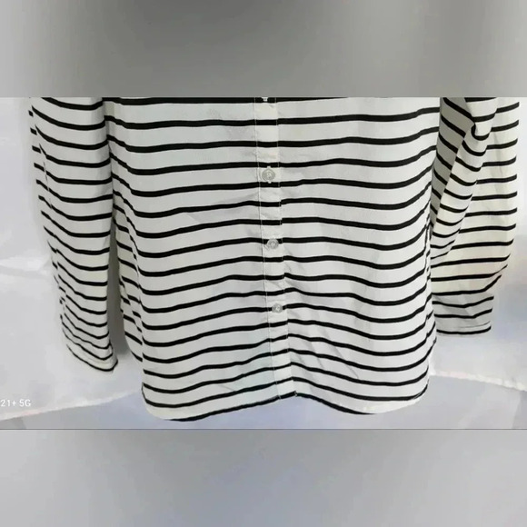 The Limited Extra Small Long Sleeve Black & White Striped Career Blouse - Picture 3 of 9